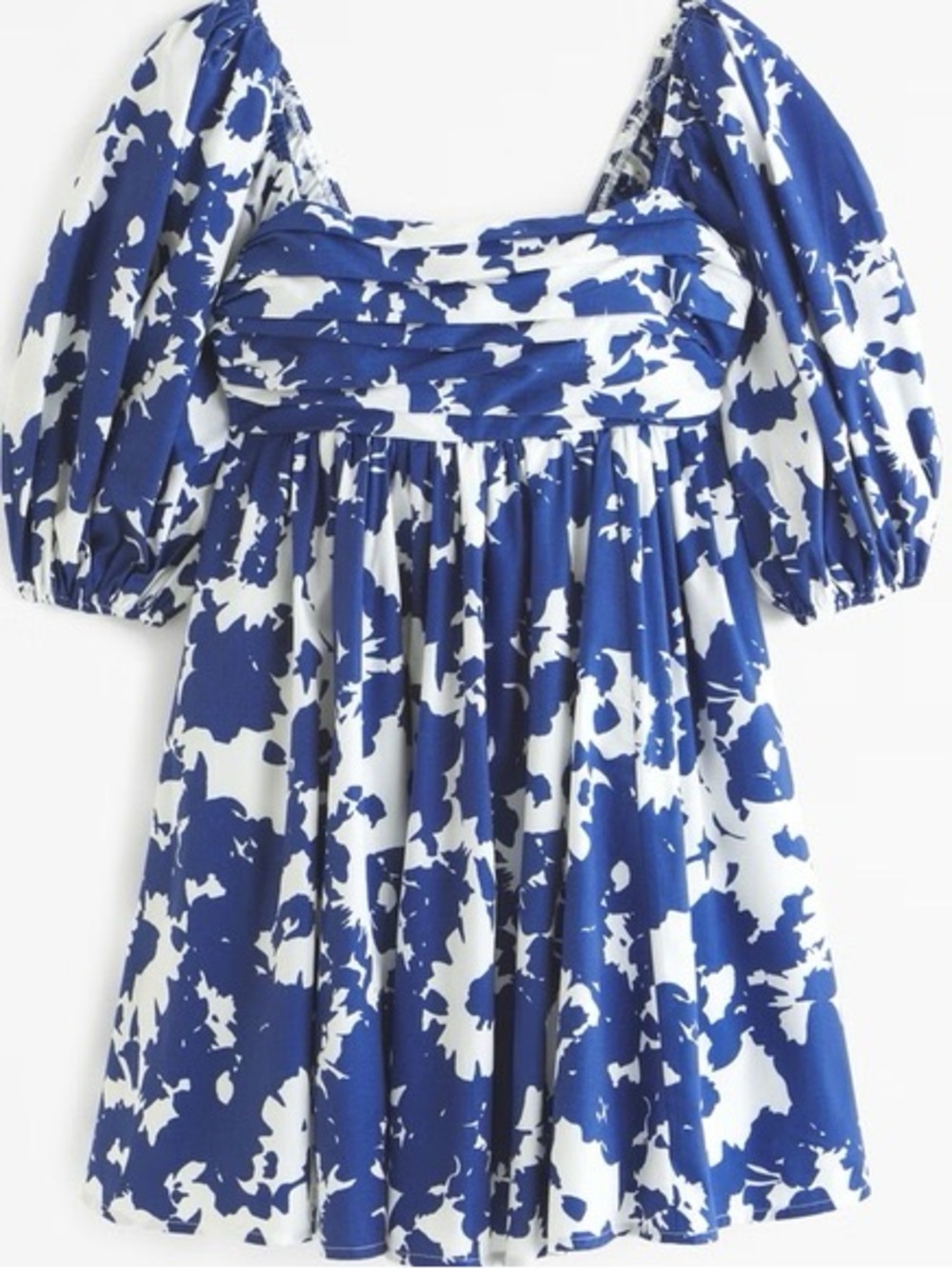 Abercrombie Emerson Blue & White Floral Puff-Sleeve Dress- NWOT size Medium